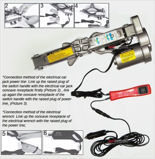 JLINK 12V DC Electronic Car Jack (3 Tons) & Wheel Nut Gun to Change